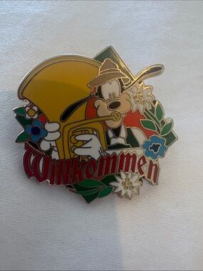 RARE GOOFY Welcome 'Willkommen'  Pin - Yellow Tuba Adventures By Disney